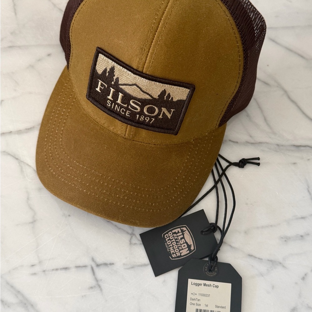 Filson Tan and Brown Mesh Cap